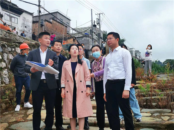 林蓉到三河村昌江水生态工程调研文物保护工作